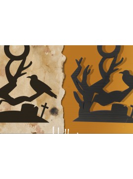 Σετ των 3 Intra απο ξύλο plywood 3mm-4mm πάχος Τρισδιάστατη αποκριάτικη διακόσμηση τοίχου με λέιζερ Δίασταση 15x15 cm INTRAFABR-79071810