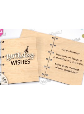 Σετ των 2 Intra απο ξύλο plywood 3mm-4mm πάχος Τρισδιάστατη Κάρτα Χρόνια Πολλά με λέιζερ Δίασταση 15x15 cm INTRAFABR-113992729