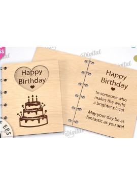 Σετ των 2 Intra απο ξύλο plywood 3mm-4mm πάχος Τρισδιάστατη Κάρτα Χρόνια Πολλά με λέιζερ Δίασταση 15x15 cm INTRAFABR-113992805