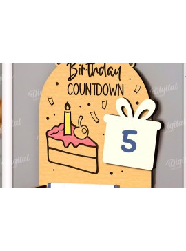 Σετ των 2 Intra απο ξύλο plywood 3mm-4mm πάχος Τρισδιάστατη περι αντίστροφη μέτρηση για τα γενέθλια Δίασταση 15x15 cm INTRAFABR-122383181