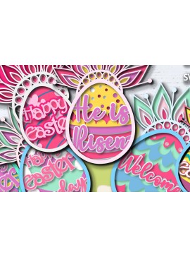 Σετ των 2 Intra απο ξύλο plywood 3mm-4mm πάχος Τρισδιάστατη με μεγάλη δέσμη για χαρούμενο Πάσχα Δίασταση 15x15 cm INTRAFABR-25571801