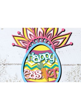 Σετ των 2 Intra απο ξύλο plywood 3mm-4mm πάχος Τρισδιάστατη με αυγά Mandala για το Πάσχα Δίασταση 30x30 cm INTRAFABR-25550297