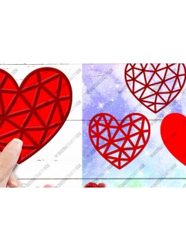 Σετ των 2 Intra απο ξύλο plywood 3mm-4mm πάχος 3D Heart Paper Cut , Valentine Heart Δίασταση 3600x3600 cm INTRAFABR-88453305