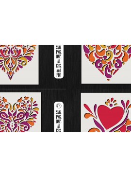 Σετ των 3 Intra απο ξύλο plywood 3mm-4mm πάχος αρχείου αποκοπής 3D Heart Shadow Box Δίασταση 25x25 cm INTRAFABR-118421842