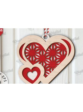 Σετ των 2 Intra απο ξύλο plywood 3mm-4mm πάχος τρισδιάστατη πινακίδα πόρτας σε σχήμα καρδιάς Δίασταση 15x15 cm INTRAFABR-111673276