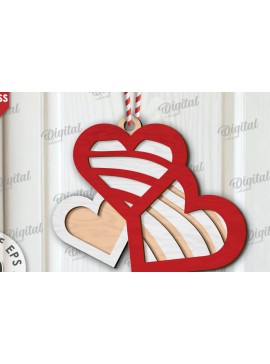 Σετ των 3 Intra απο ξύλο plywood 3mm-4mm πάχος τρισδιάστατη πινακίδα πόρτας σε σχήμα καρδιάς Δίασταση 15x15 cm INTRAFABR-111672858