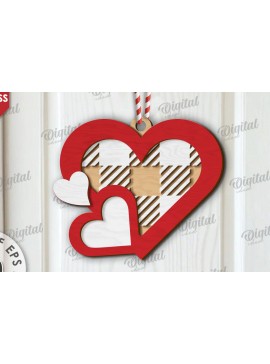 Σετ των 2 Intra απο ξύλο plywood 3mm-4mm πάχος τρισδιάστατη πινακίδα πόρτας σε σχήμα καρδιάς Δίασταση 15x15 cm INTRAFABR-111673110