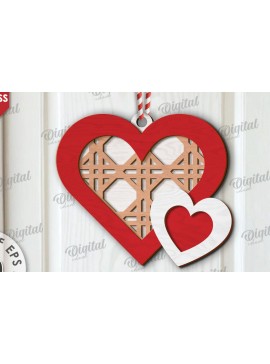 Σετ των 2 Intra απο ξύλο plywood 3mm-4mm πάχος τρισδιάστατη πινακίδα πόρτας σε σχήμα καρδιάς Δίασταση 15x15 cm INTRAFABR-111673208