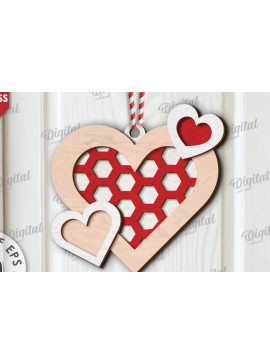 Σετ των 2 Intra απο ξύλο plywood 3mm-4mm πάχος τρισδιάστατη πινακίδα πόρτας σε σχήμα καρδιάς Δίασταση 15x15 cm INTRAFABR-111672792