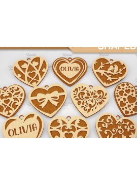 Σετ των 2 Intra απο ξύλο plywood 3mm-4mm πάχος κοπής με λέιζερ σε σχήμα καρδιάς 3D Δίασταση 15x15 cm INTRAFABR-85392133