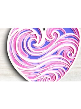 Σετ των 2 Intra απο ξύλο plywood 3mm-4mm πάχος 3D Heart 6 Layer - Ocean Δίασταση 30x30 cm INTRAFABR-101189451