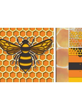 Σετ των 2 Intra απο ξύλο plywood 3mm-4mm πάχος Τρισδιάστατο με κομμένο χαρτί Honey Bee Δίασταση 1200x1200 cm INTRAFABR-30144279