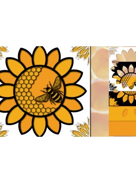 Σετ των 2 Intra απο ξύλο plywood 3mm-4mm πάχος Τρισδιάστατο με κομμένο χαρτί Honey Bee Δίασταση 1200x1200 cm INTRAFABR-30162455