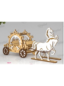 Intra απο ξύλο plywood 3mm-4mm πάχος Τρισδιάστατη άμαξα με λέιζερ Δίασταση 30x20 cm INTRAFABR-119614266