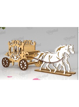 Σετ των 2 Intra απο ξύλο plywood 3mm-4mm πάχος Τρισδιάστατη άμαξα με λέιζερ Δίασταση 30x20 cm INTRAFABR-119614494