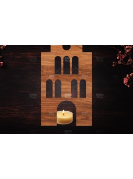 Σετ των 2 Intra απο ξύλο plywood 3mm-4mm πάχος Χριστουγεννιάτικη λαμπάδα τρισδιάστατου σπιτιού Δίασταση 15x15 cm INTRAFABR-122665760