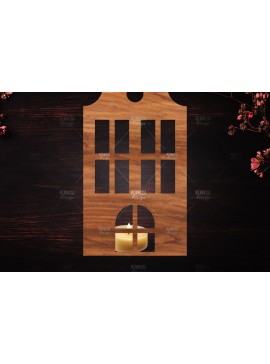 Σετ των 2 Intra απο ξύλο plywood 3mm-4mm πάχος Χριστουγεννιάτικη λαμπάδα τρισδιάστατου σπιτιού Δίασταση 15x15 cm INTRAFABR-122665724