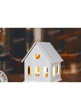 Σετ των 2 Intra απο ξύλο plywood 3mm-4mm πάχος Τρισδιάστατη σπιτιού. Διακόσμηση σπιτιού Δίασταση 30x20 cm INTRAFABR-117261032