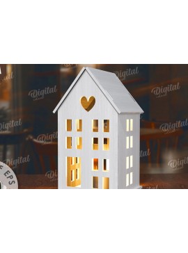 Σετ των 2 Intra απο ξύλο plywood 3mm-4mm πάχος Τρισδιάστατη σπιτιού. Διακόσμηση σπιτιού Δίασταση 30x20 cm INTRAFABR-117259927