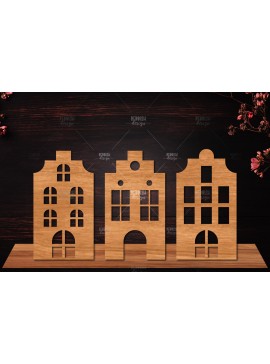 Σετ των 2 Intra απο ξύλο plywood 3mm-4mm πάχος Τρισδιάστατη βάση κοπής με λέιζερ σπιτιού Διακόσμηση σπιτιού Δίασταση 15x15 cm INTRAFABR-122870236