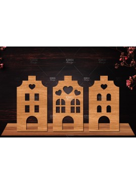 Σετ των 2 Intra απο ξύλο plywood 3mm-4mm πάχος Τρισδιάστατη βάση κοπής με λέιζερ σπιτιού Διακόσμηση σπιτιού Δίασταση 15x15 cm INTRAFABR-122870161