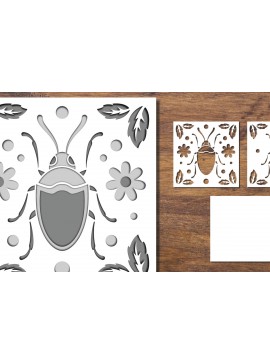 Σετ των 2 Intra απο ξύλο plywood 3mm-4mm πάχος 3D Papercut με στρώματα εντόμων 3 Δίασταση 15x15 cm INTRAFABR-91701185