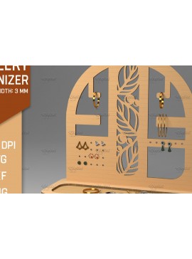 Σετ των 2 Intra απο ξύλο plywood 3mm-4mm πάχος Οργανωτής 3D κοσμημάτων. Οθόνη κοπής με λέιζερ Δίασταση 30x20 cm INTRAFABR-83372331