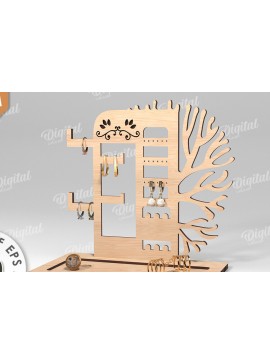 Intra απο ξύλο plywood 3mm-4mm πάχος Τρισδιάστατη οργάνωση κοσμημάτων με λέιζερ Δίασταση 30x20 cm INTRAFABR-117704258