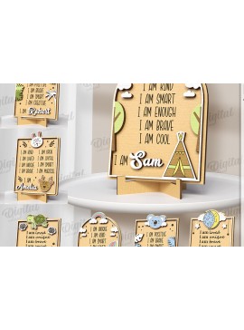 Σετ των 2 Intra απο ξύλο plywood 3mm-4mm πάχος λέιζερ κοπής 3D παιδικής επιβεβαίωσης Δίασταση 30x20 cm INTRAFABR-121421650