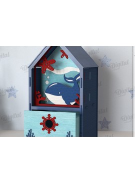 Σετ των 2 Intra απο ξύλο plywood 3mm-4mm πάχος 3D Kids House Box Δίασταση 30x20 cm INTRAFABR-123359025