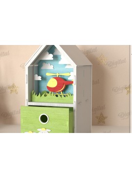 Σετ των 2 Intra απο ξύλο plywood 3mm-4mm πάχος 3D Kids House Box Δίασταση 30x20 cm INTRAFABR-123359243