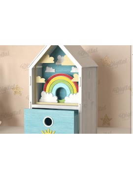 Intra απο ξύλο plywood 3mm-4mm πάχος 3D Kids House Box Δίασταση 30x20 cm INTRAFABR-123360125