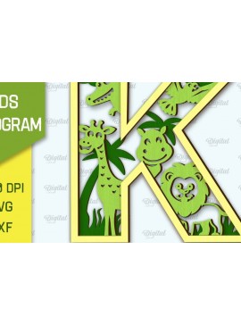 Σετ των 2 Intra απο ξύλο plywood 3mm-4mm πάχος Τρισδιάστατο μονόγραμμα με λέιζερ για παιδιά Letter K Δίασταση 30x20 cm INTRAFABR-106192782