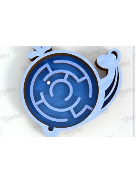 Σετ των 3 Intra απο ξύλο plywood 3mm-4mm πάχος 3D Kids Maze Toy . Φάλαινα Δίασταση 6x6 cm INTRAFABR-121524879