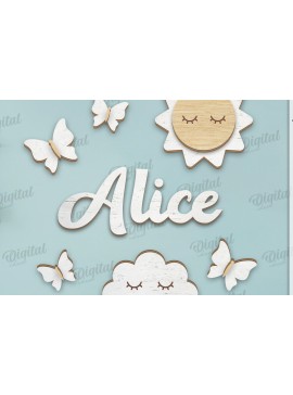 Σετ των 2 Intra απο ξύλο plywood 3mm-4mm πάχος Τρισδιάστατη διακόσμηση τοίχου παιδικού σταθμού με λέιζερ Δίασταση 30x20 cm INTRAFABR-122453528