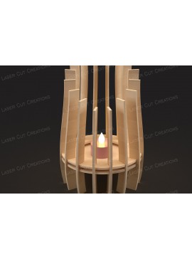 Σετ των 2 Intra απο ξύλο plywood 3mm-4mm πάχος Τρισδιάστατο φανάρι κεριού κοπής με λέιζερ Δίασταση 30x20 cm INTRAFABR-125082692