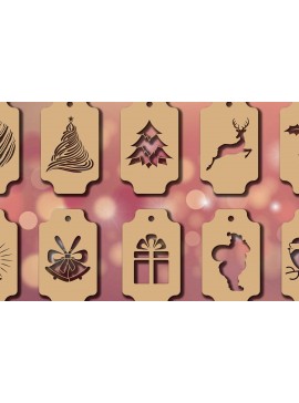 Σετ των 2 Intra απο ξύλο plywood 3mm-4mm πάχος Ετικέτα δώρου Χριστουγέννων τρισδιάστατη , κοπή Δίασταση 15x15 cm INTRAFABR-19245097