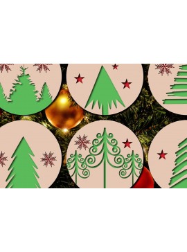 Σετ των 2 Intra απο ξύλο plywood 3mm-4mm πάχος Τρισδιάστατη δέσμη διακόσμησης χριστουγεννιάτικου δέντρου με Δίασταση 15x15 cm INTRAFABR-32361649