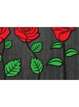 Σετ των 2 Intra απο ξύλο plywood 3mm-4mm πάχος 3D Layer Rose Δίασταση 25x25 cm INTRAFABR-41449270