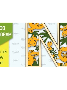 Σετ των 2 Intra απο ξύλο plywood 3mm-4mm πάχος Τρισδιάστατο μονόγραμμα κοπής με λέιζερ Letter N Δίασταση 30x20 cm INTRAFABR-107423827