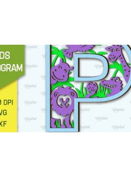 Σετ των 2 Intra απο ξύλο plywood 3mm-4mm πάχος Τρισδιάστατο μονόγραμμα κοπής με λέιζερ Letter P Δίασταση 30x20 cm INTRAFABR-107423891