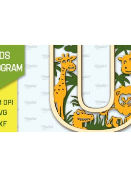 Σετ των 2 Intra απο ξύλο plywood 3mm-4mm πάχος Τρισδιάστατη μονόγραμμα Letter U Δίασταση 30x20 cm INTRAFABR-108297837