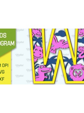 Intra απο ξύλο plywood 3mm-4mm πάχος Τρισδιάστατο μονόγραμμα κοπής με λέιζερ Letter W Δίασταση 30x20 cm INTRAFABR-108297895