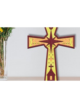 Σετ των 2 Intra απο ξύλο plywood 3mm-4mm πάχος Τρισδιάστατη πινακίδα σταυρού γέννησης με λέιζερ Δίασταση 30x20 cm INTRAFABR-111976099