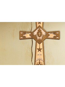 Intra απο ξύλο plywood 3mm-4mm πάχος Τρισδιάστατη πινακίδα σταυρού γέννησης με λέιζερ Δίασταση 30x20 cm INTRAFABR-112031522