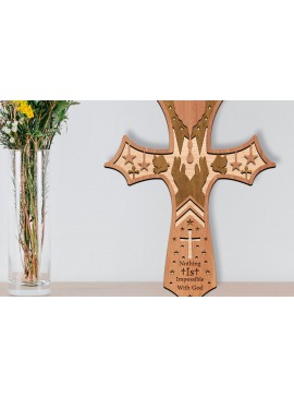 Intra απο ξύλο plywood 3mm-4mm πάχος Τρισδιάστατη πινακίδα σταυρού γέννησης με λέιζερ Δίασταση 30x20 cm INTRAFABR-111976081