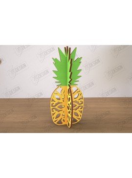 Σετ των 2 Intra απο ξύλο plywood 3mm-4mm πάχος 3D  Decor | Σχήμα ανανά | CNC Δίασταση 30x20 cm INTRAFABR-113994389