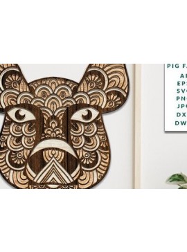 Intra απο ξύλο plywood 3mm-4mm πάχος Τρισδιάστατη προσώπου ζώων Δίασταση 30x20 cm INTRAFABR-35466518