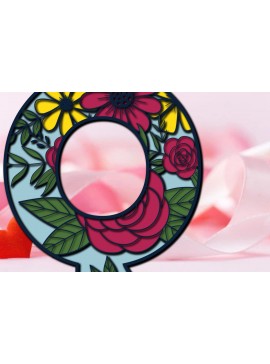 Σετ των 2 Intra απο ξύλο plywood 3mm-4mm πάχος 3d Layer Floral Alphabet Q Δίασταση 15x15 cm INTRAFABR-28877598