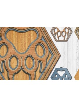 Σετ των 2 Intra απο ξύλο plywood 3mm-4mm πάχος Τρισδιάστατο πόδι γάτας κομμένο με λέιζερ Δίασταση 30x20 cm INTRAFABR-46732910